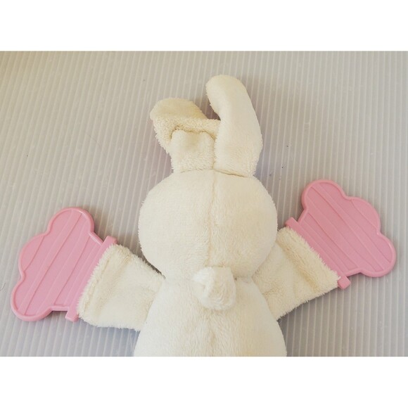 Bright Start Kids II Cream Bunny Rabbit Baby Teether Plush Toy White Pink Lovey - Picture 7 of 9